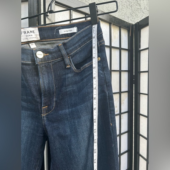 FRAME Denim Dark Blue Flare Jeans Le High Flare Jeans in Sutherland wash sz 27 - Picture 7 of 14